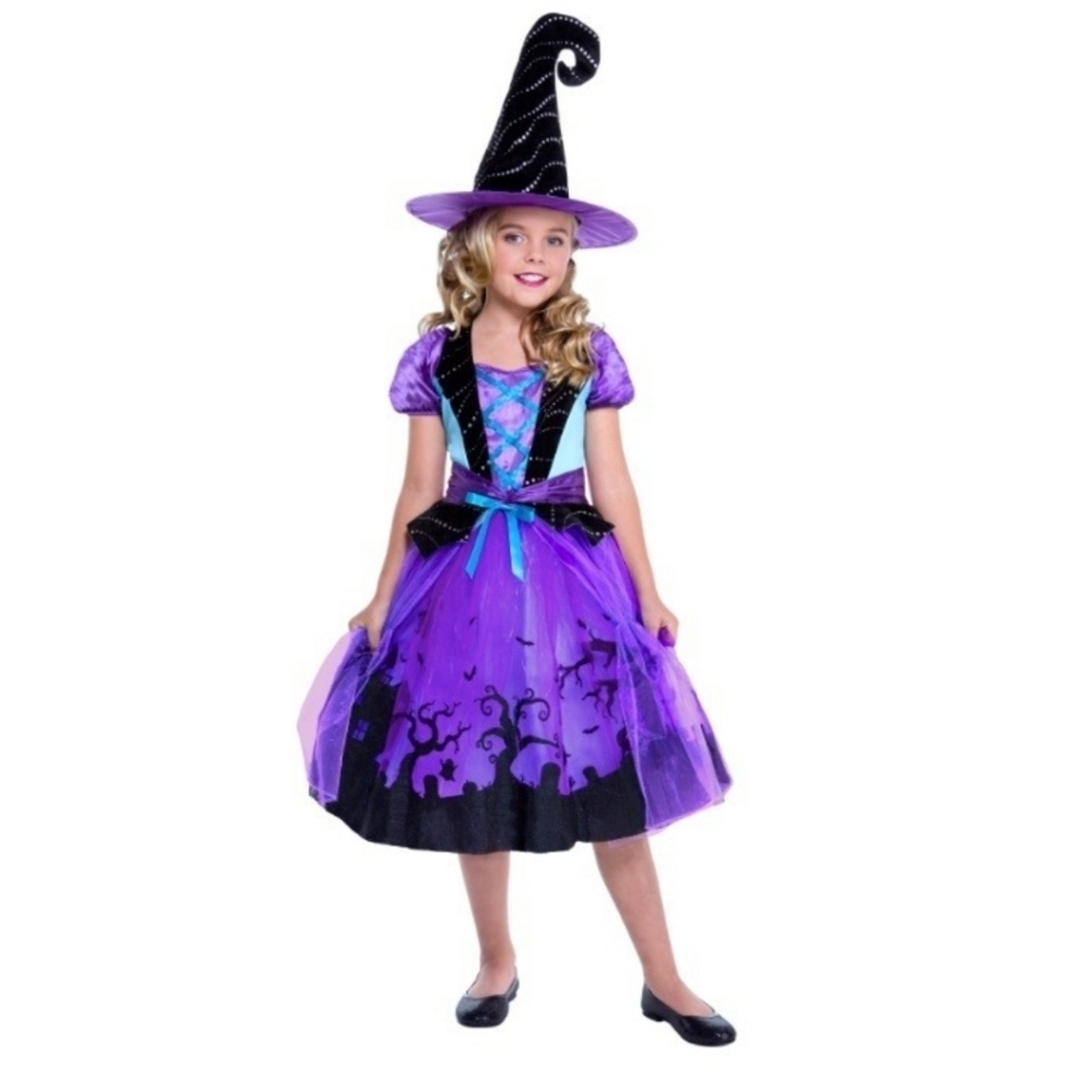 Purple Witch Costume Dress & Hat